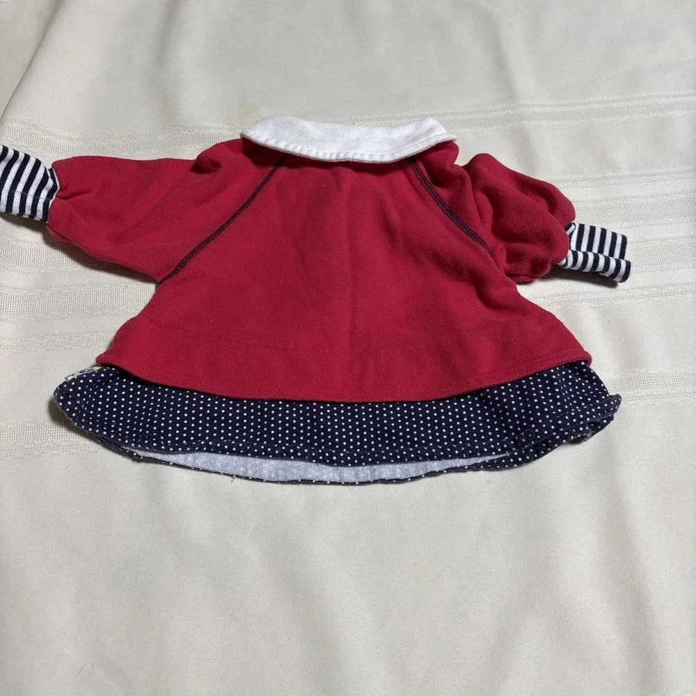 VINTAGE Gymboree Red Baby Dress Long Sleeve Sailor Nautical Cotton Newborn‎